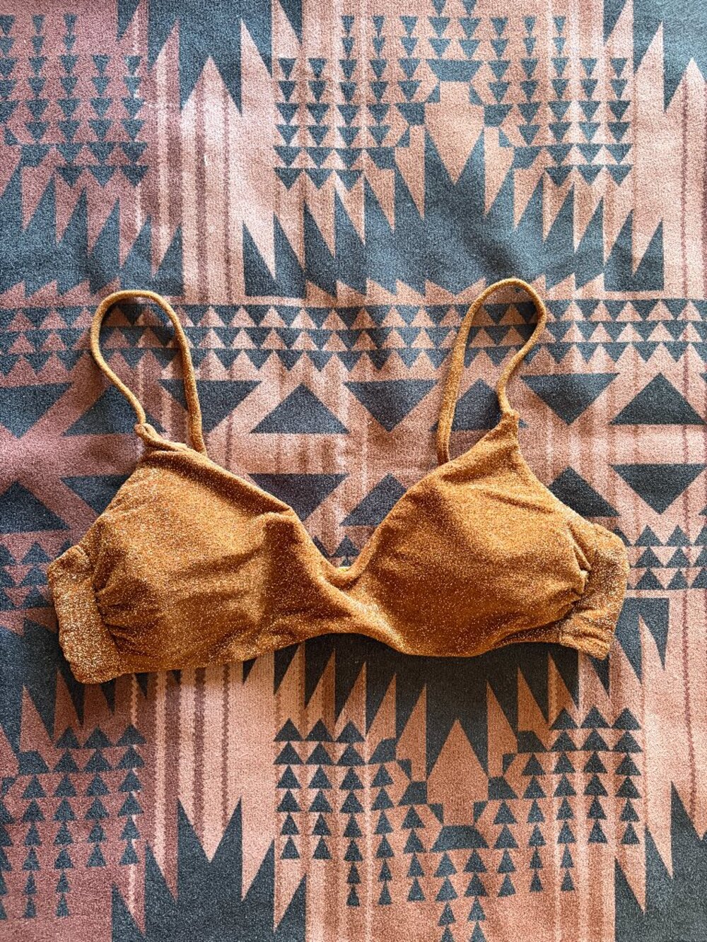 Wild Fable Shimmer Bikini Top Bronze Copper Gold Lurex Sparkle size XL
